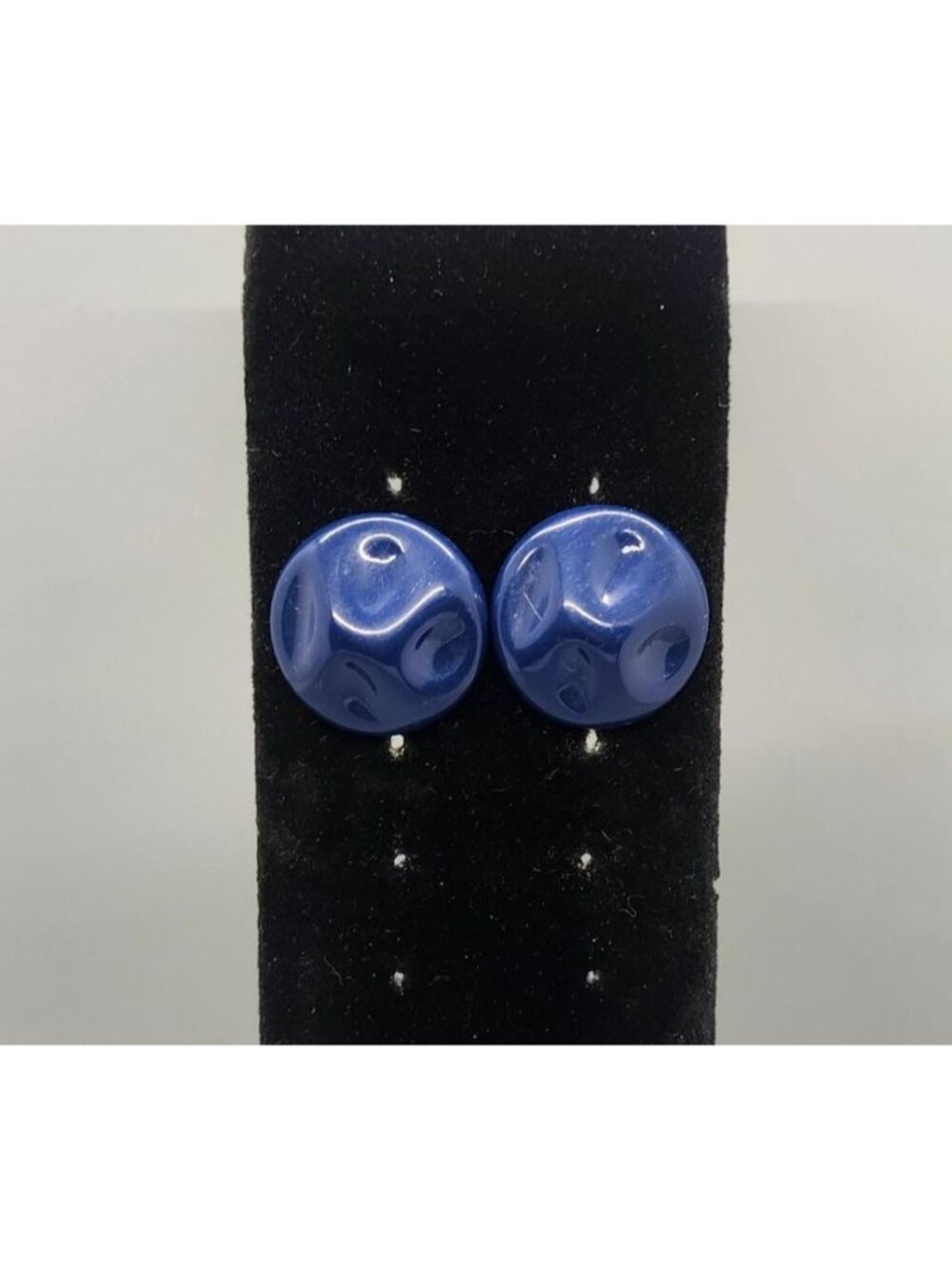 Vintage Blue Round Earrings With Abstract Design - Retro Statement Jewelry For W